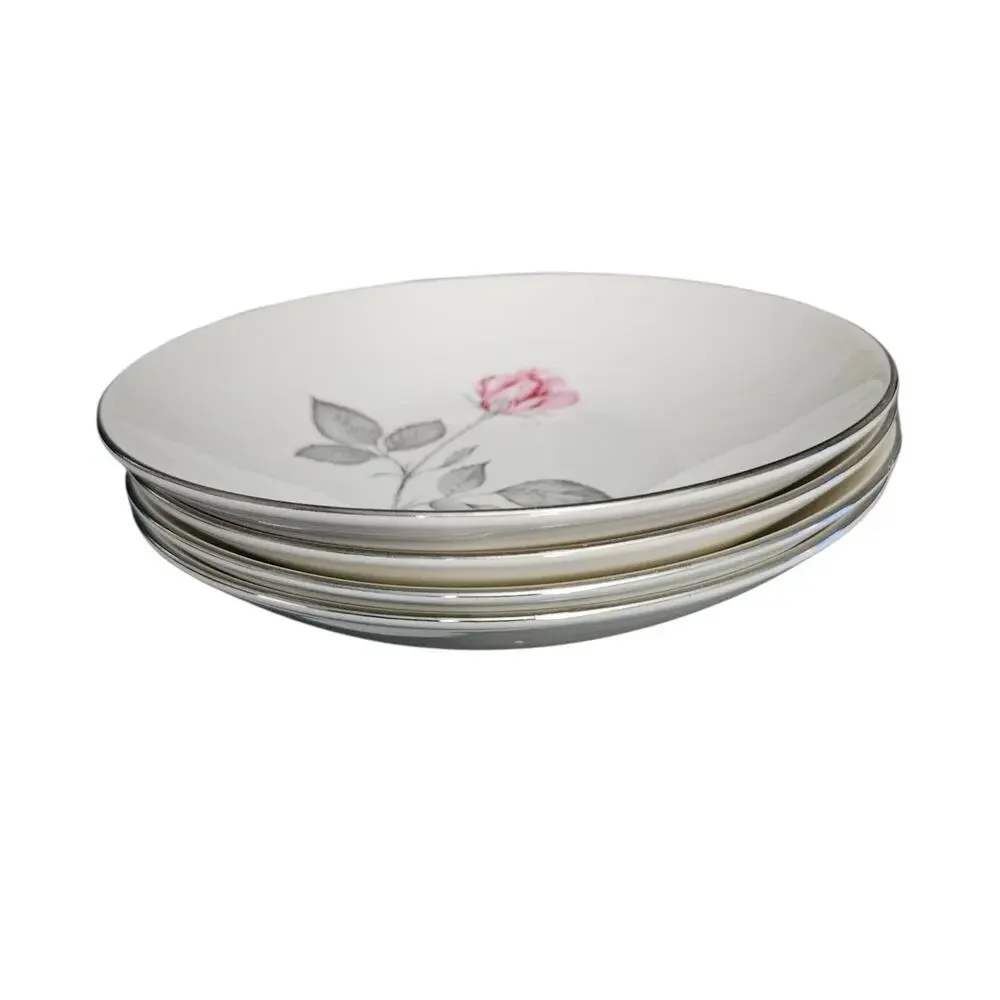 Vintage Zylstra Rose Permacal Salad Bowls Set of 4 Fine Dinnerware USA